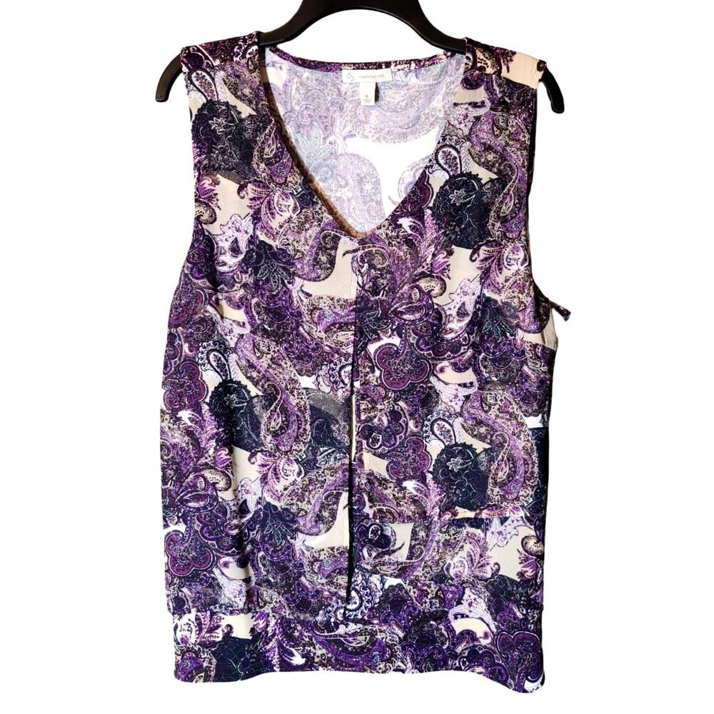 Dressbarn Purple Paisley Sleeveless Blouse Tank Top